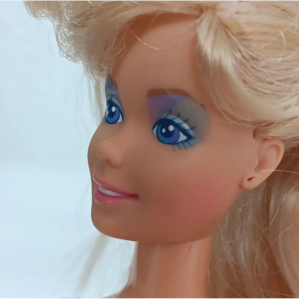 Barbie Super Hair 1986 Doll Super Star 80s Big Hair Blue Eyeshadow Pink Dress